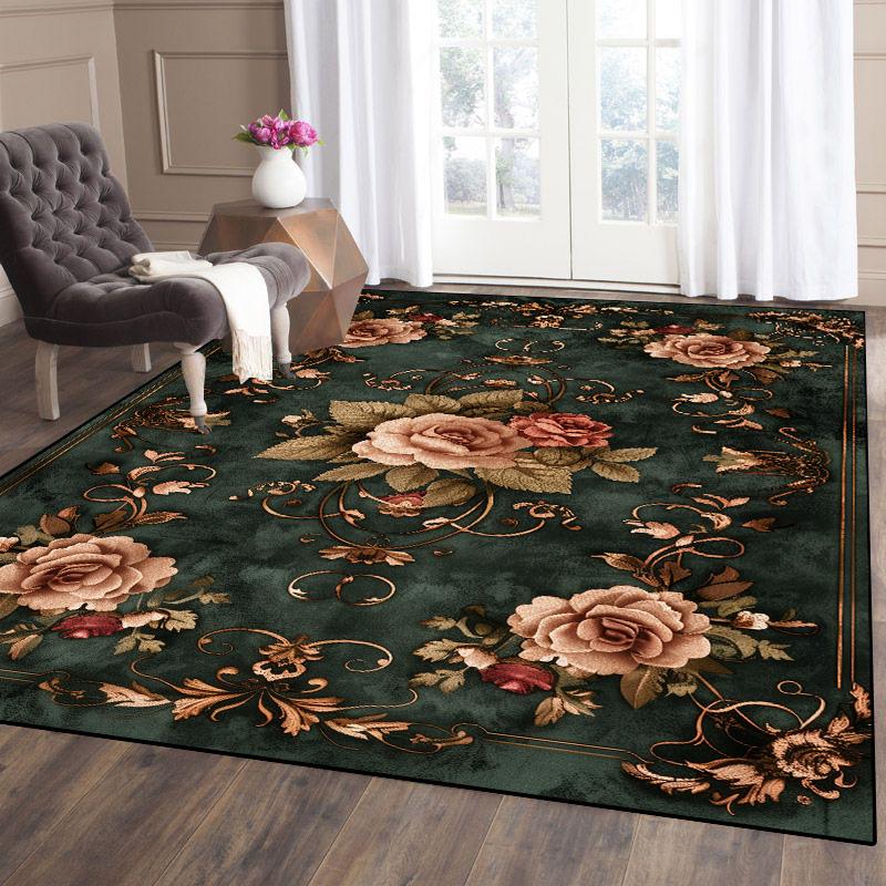 Alfombra Estilo Europeo Decoración Salón Patrón Lujoso Felpudo Retro Área Grande Alfombra Dormitorio Salón Lavable Antideslizante 180x250cm 71x98in