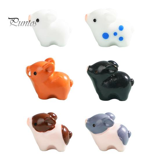 6 ks Mini Pig Figurka Pryskyřice Miniaturní Prase Ornament Planter Dekor Cartoon Mini Pig Socha pro mech Mikrokrajinka Pohádkové zahradní doplňky