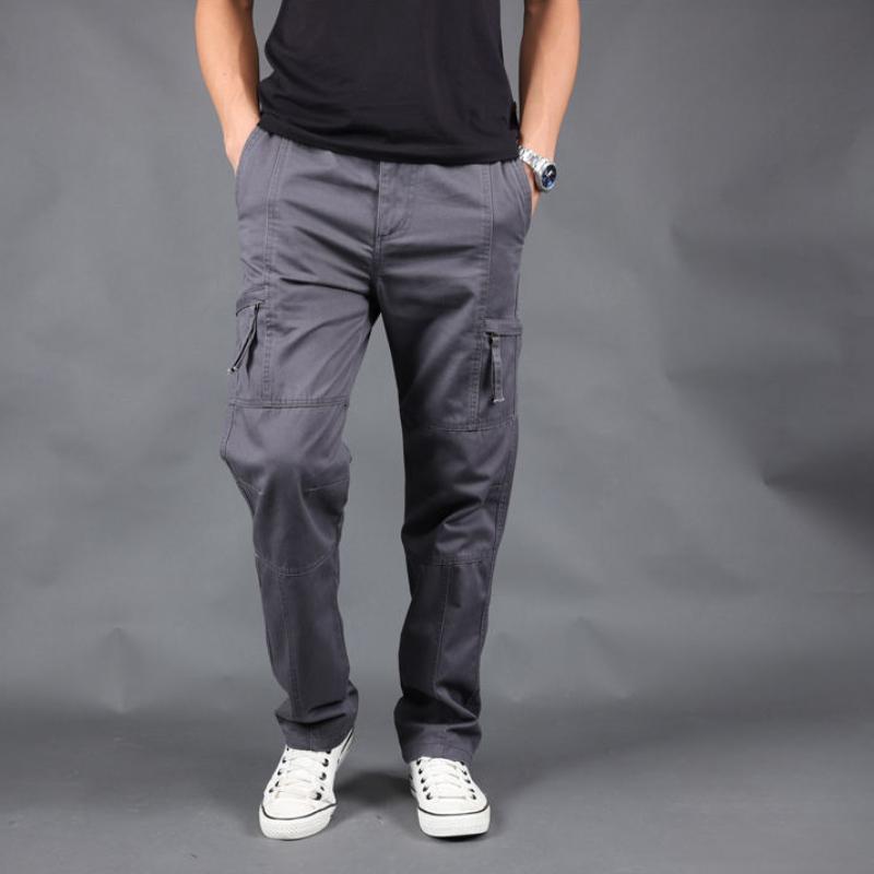 

Многофункциональные однотонные повседневные брюки для активного отдыха Мужские рабочие брюки Брюки с несколькими карманами Свободные брюки Брюки-карго 5XL серый