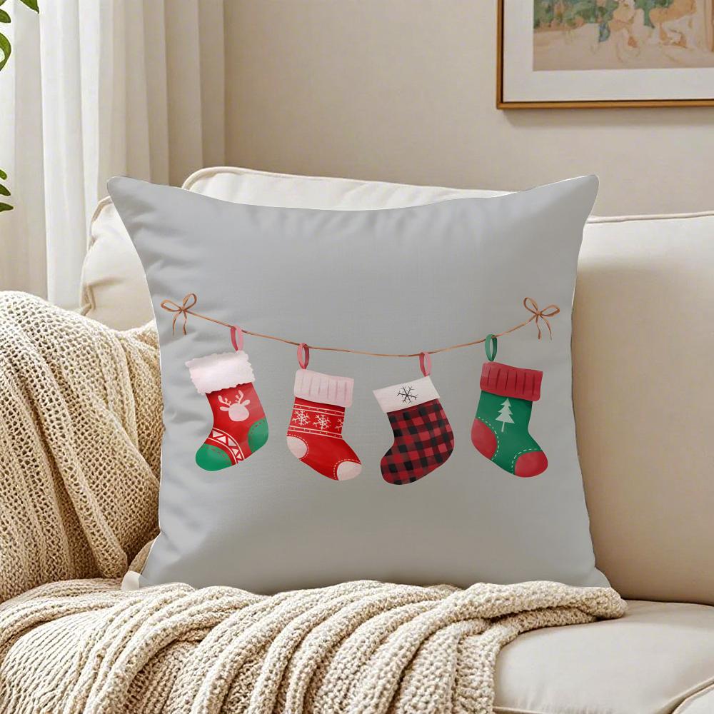 Christmas Stocking  Holiday Cushion Cover Pillowcase Antidustmite living Room Sofa Decor Cushion Room