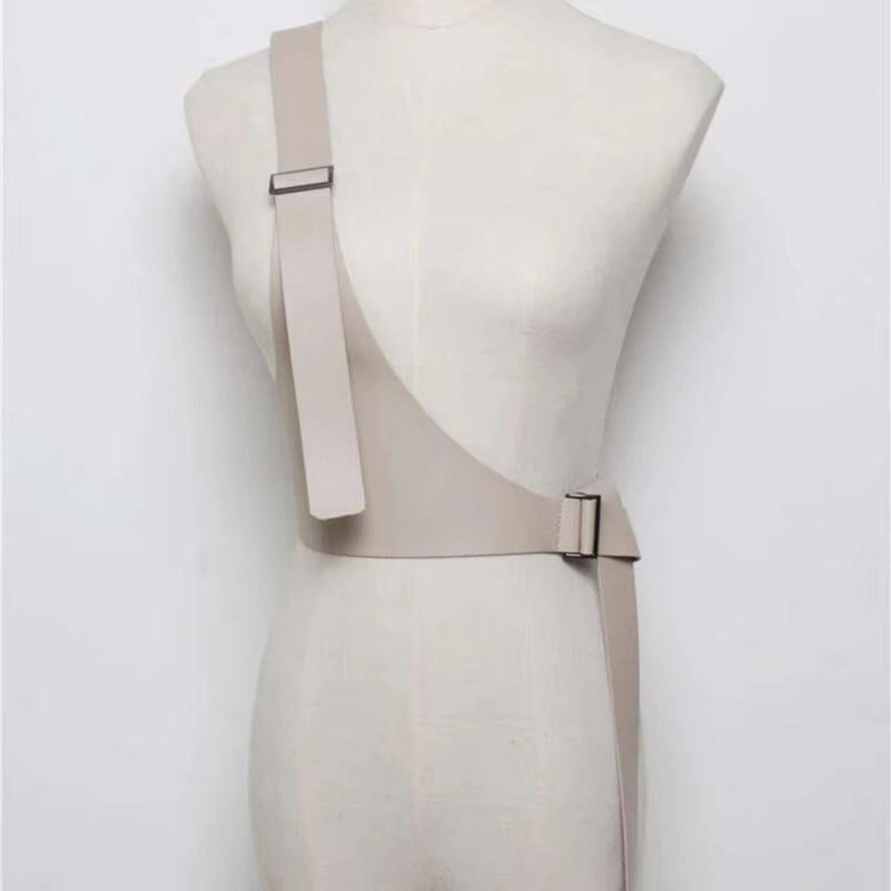 Punk One-shoulder Strap Belt PU Leather Body Suspender Cool Women Waist Harness  Coat Matching