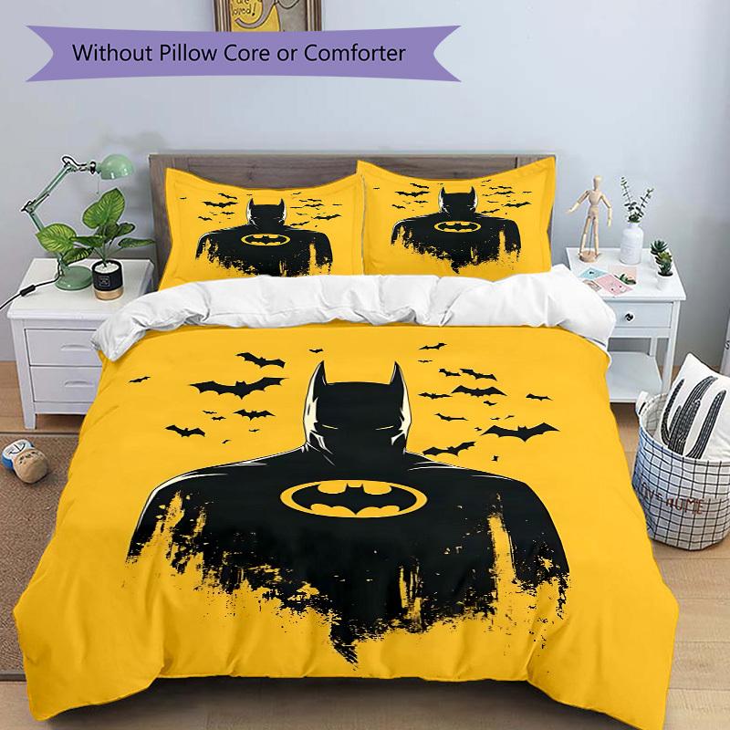 3pcs Batman Bedding Set, Soft Polyester Duvet Cover and Pillowcases Machine Washable Seasons all suitable & Guest Room Decor312