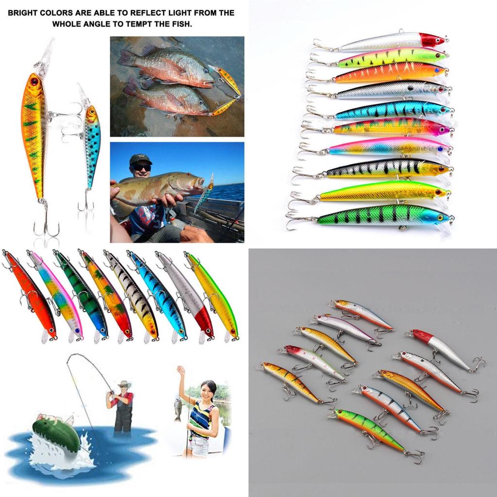 Durable Plastic Fishing Lures Set 10 Colors 8.5g 9.5cm Realistic Minnow Baits