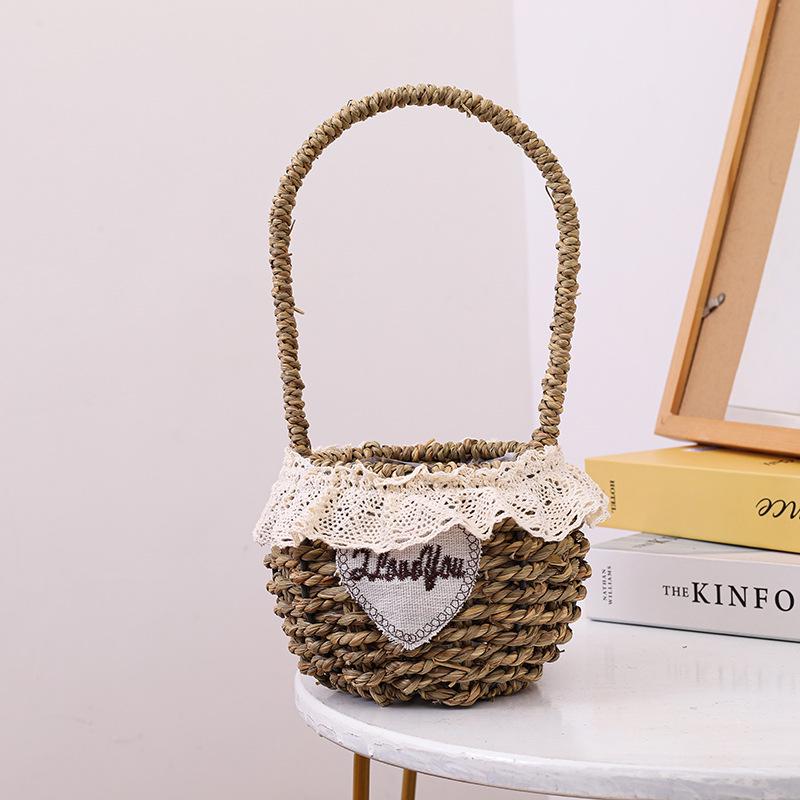 Women's Straw Crossbody Bag - Spring/Summer Floral Handbag, Woven Basket for Flowers and Fruit.
