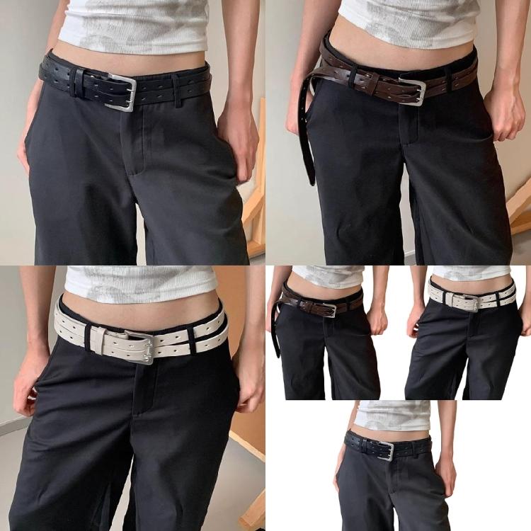 Men Women Unisex Double Row Waist Belt for Pants Jeans Leisure Street Wear Adjustable Waist Strap for Hiphop Dance Wear