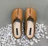 Fashion Bailamos Women Split Toe Fur Slippers Tabi Ninja Slip On Flats Round Toe Shallow Lazy Boat Slingback Mules Shoes Soft Warm Loafe