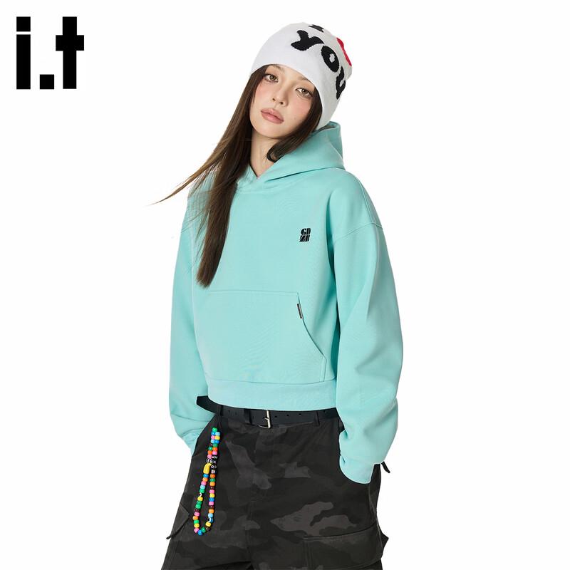 

GROUND ZERO Women s Letter Embroidered Short Hooded Sweatshirt S