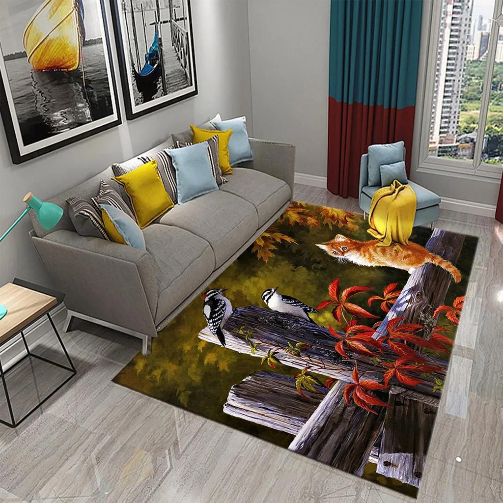 Funny Painting Carpet Cute Animal Mat for Kitchen Living Room Balcony Bedroom Bathroom Entrance Non-slip Floor Mat Home Decor