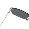 Premium Square Rimless Glasses Trend Metal High-grade Men's and Women's Sunglasses Street Ssunglasses Strong Strong
