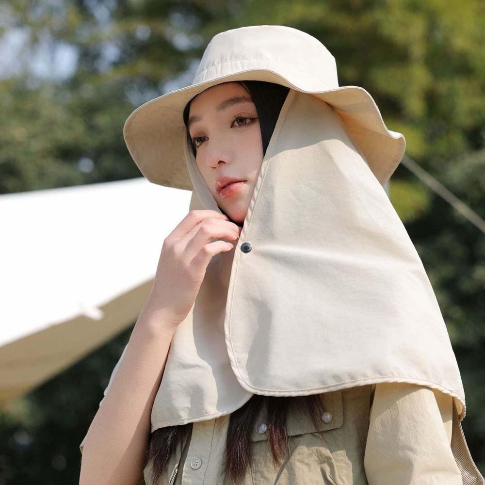 Breathable Mountaineering Cap Elastic Women Sun Cap Ponytail Cap Shawl Fisherman Hat Travel