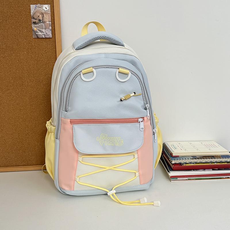 Contrast Color Student Bag Junior High School Student Backpack Women's Travel Lightweight Backpack