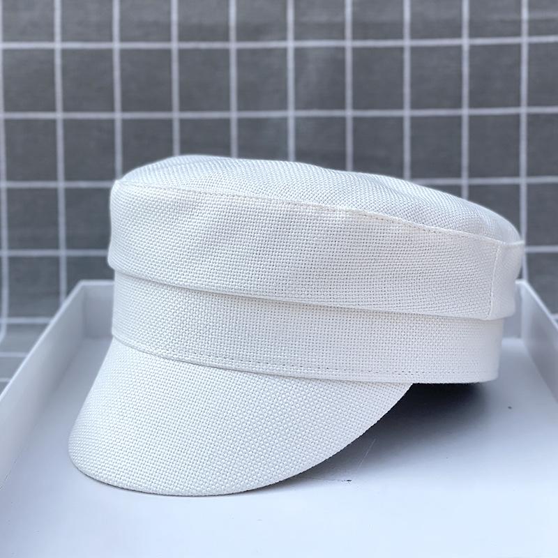High Waist And Short Edge Show The Face Small Spring And Summer Breathable Imitation Cotton And Linen Flat Top Hat Men'S And Women'S Beret Cotton