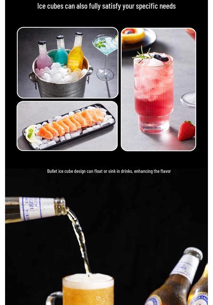 220V Automatic Bullet Ice Maker for Home, Dorm, Camping, Outdoor, Milk Tea, Coffee, or Office