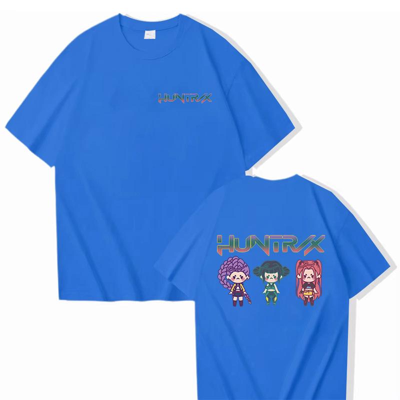 

K-pop Футболки с графикой охотников на демонов Харадзюку Мультяшная футболка с коротким рукавом Мужская Женская Одежда Мода Y2k Футболки оверсайз XXS синий