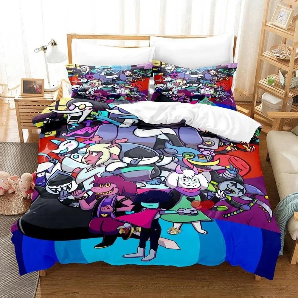 Moda Stampa 3D Anime Gioco Deltarune 2 Set Biancheria da Letto Singolo Twin Ful Quen King-Size Dimensioni Dimensioni Set Biancheria da Letto Persone Adulte Bambino Camera da Letto Piumone
