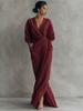 Women's Suede Lapel not Included Belt Maxi Dress Single-Breasted Long Sleeve Tailored Fall Winter Semi-Formal