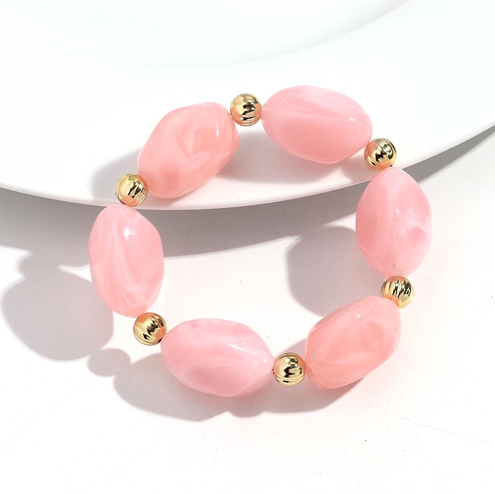 Boho Resin Irregular Beaded Bracelet for Women Men New Trendy Multicolor Acrylic Geometric Strechy Bracelets Jewelry Gifts