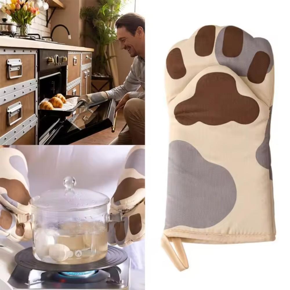 Heat Resistant Microwave Mitt Anti-scalding Kitchen Gloves BBQ Gloves Cat Paws Oven Mitts  Dish