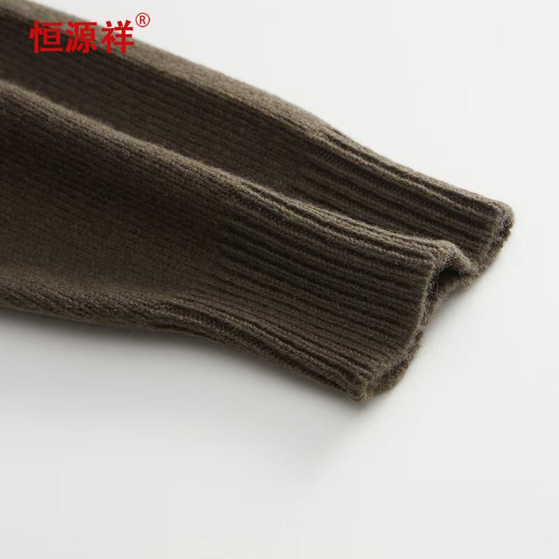Hengyuanxiang Men's Mid-Aged 100% Wool Thickened Round Neck Sweater