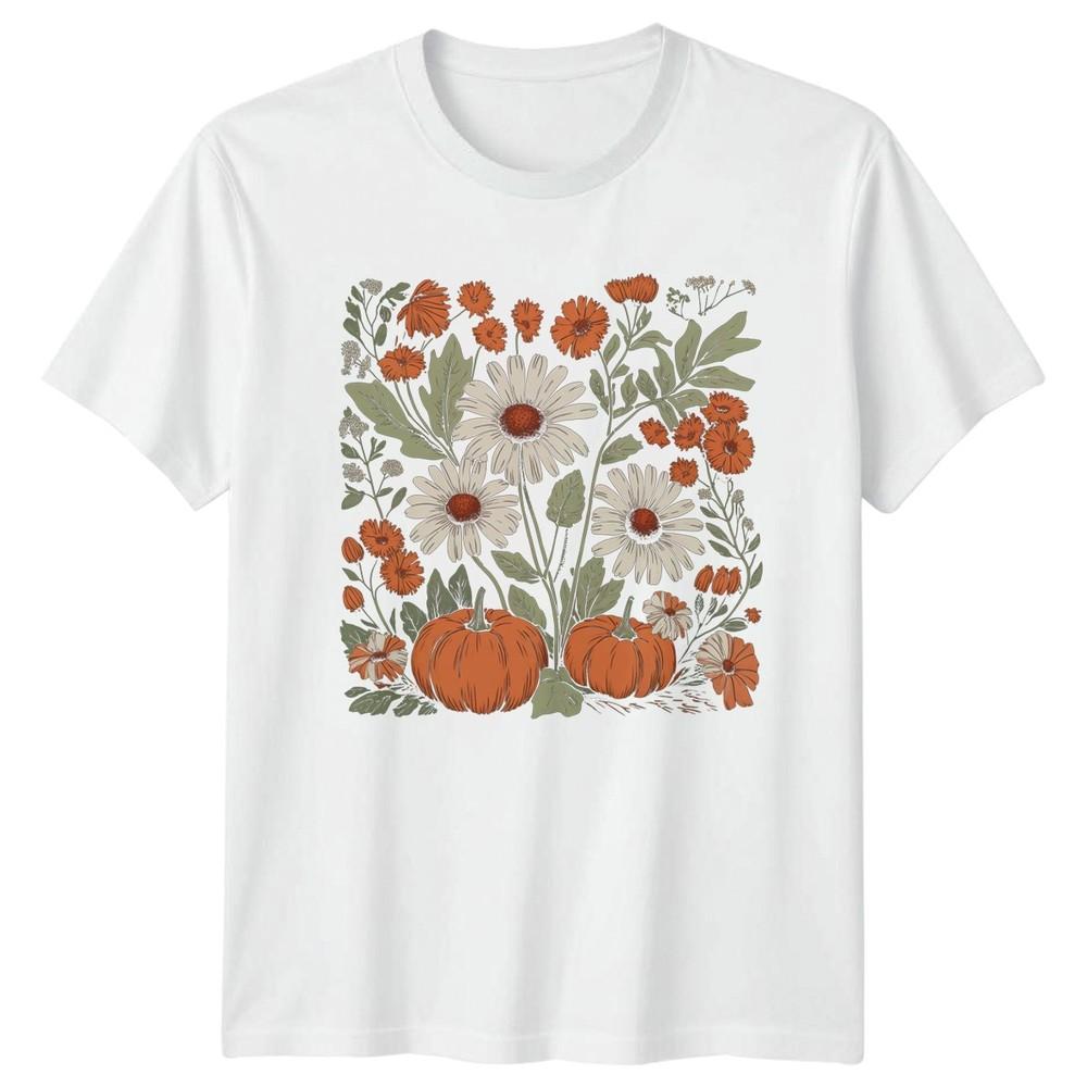 Autumn Pumpkin Flowers Seasonal Graphic Tee Unisexs Unisexs Unisex T Shirt S