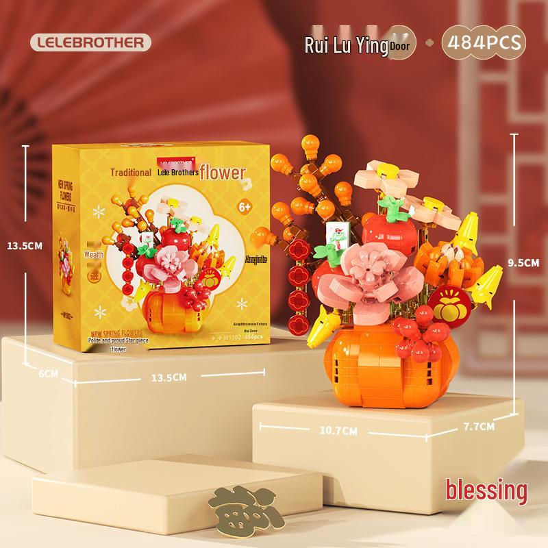 Secret Garden Flower Building Blocks: Rose & Carnation Potted Plant Toy - Perfect for Children's Play and Teacher's Day Gifts