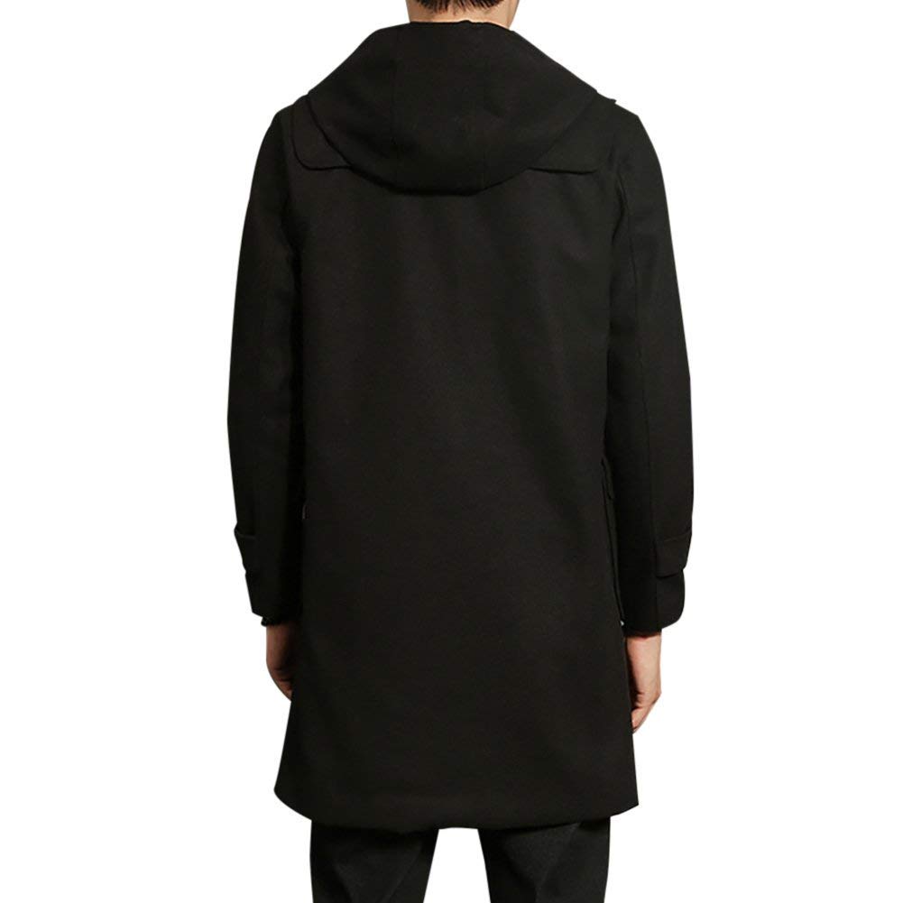 FOMANSH Long Duffle Coat with Hood and Cold Weather and Plus Sizes Men's Hat, Windproof,