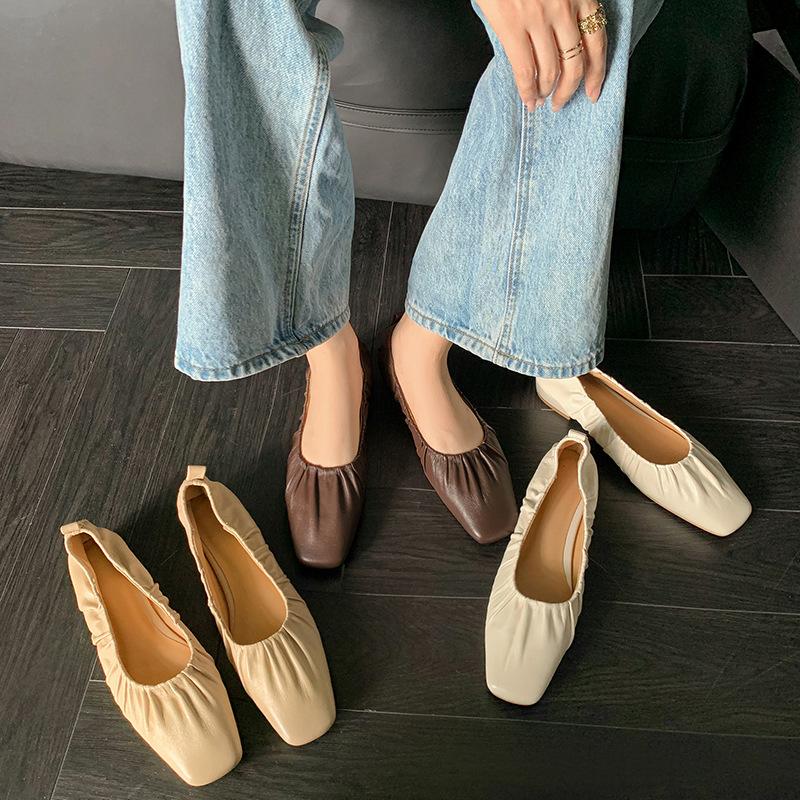 Soft! Huge Easy To Wear~ Huge Comfortable~ Folded Lambskin Single Shoes 2025 One-pedal Doudou Shoes Women's Comfort