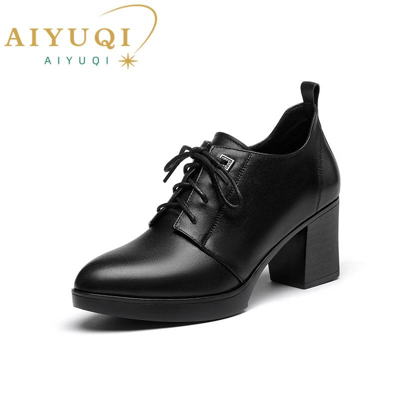 Fashion AIYUQI Women Dress Shoes Spring British Style 2024 New Genuine Leather Lidies Single Shoes Large Size Women Work Shoes
