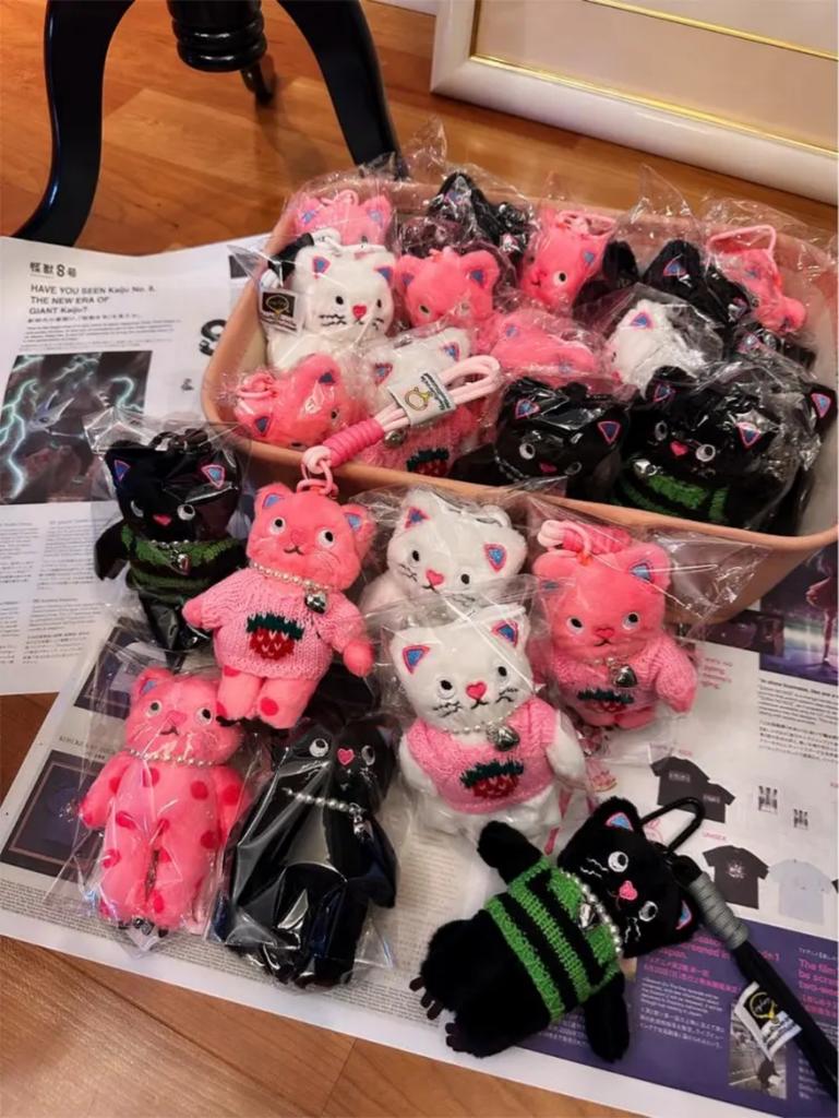 15cm Kawaii Katze Plüsch Schlüsselanhänger Rosa Katze Plüsch Anhänger Tiere Puppe Schlüsselanhänger Auto Schlüssel Dekorationen Puppen Mädchen Frauen Tasche Zubehör