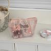 Cute Ruffle Love Embroidery Mesh Makeup Bag, Lightweight Portable Travel Cosmetic Storage Pouch