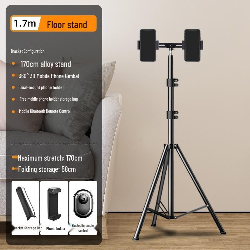 2025 Multi-Camera Pro Live Stream Tripod with Fill Light & Phone Holder