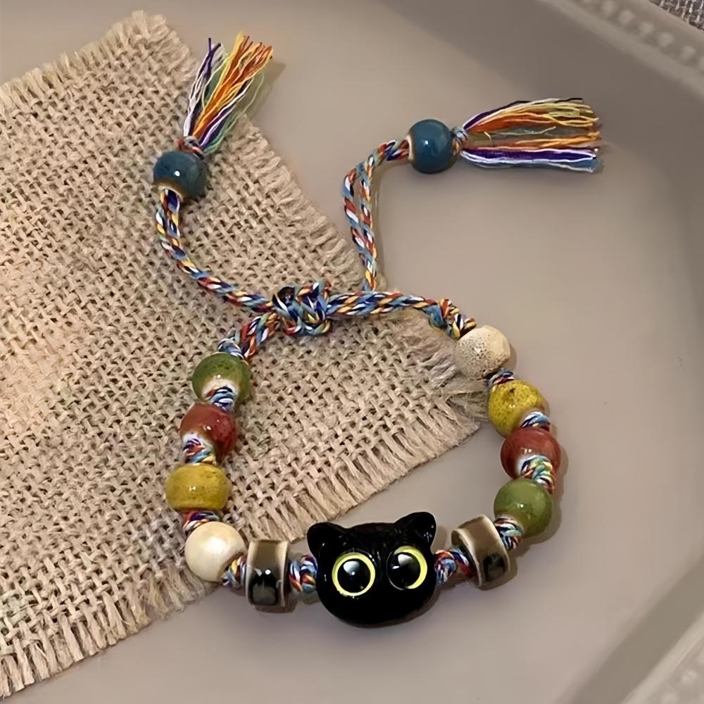 

Hip Hop Skeleton Cat Bead Bracelet For Women Retro Bracelet Bracelet Party Jewelry Accessories Gift