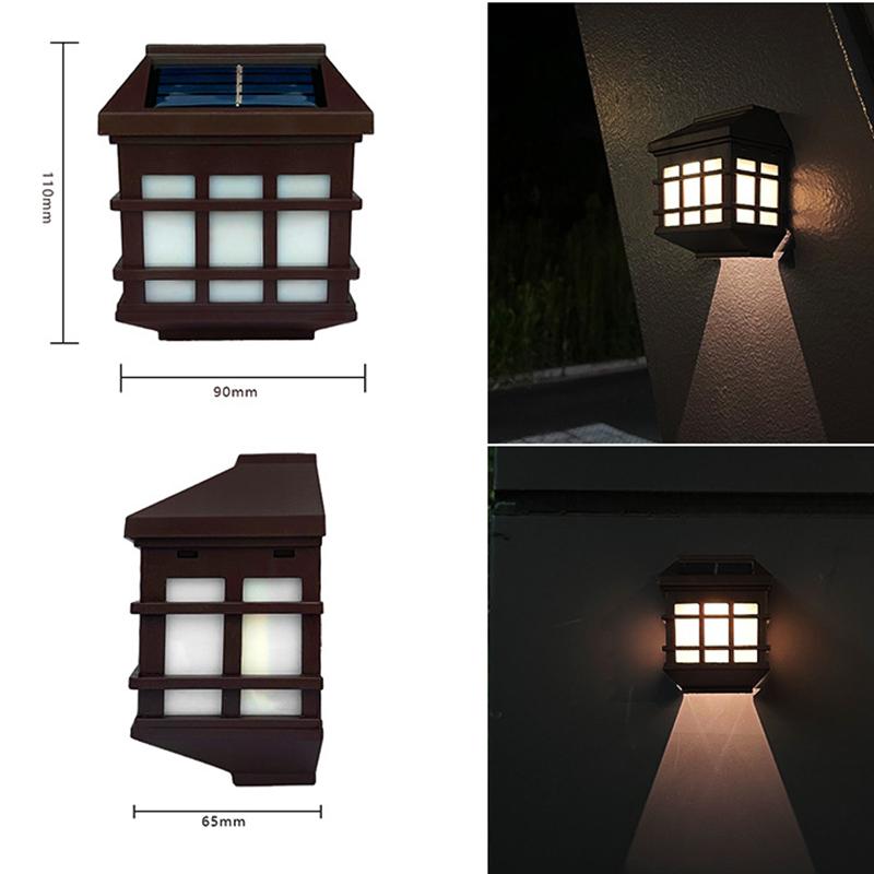 Retro Led Solar Wall Lights Outdoor Waterproof Solar Fence Light for Garden Pathway Courtyard Hotel Driveway Patio Pathway Lamp