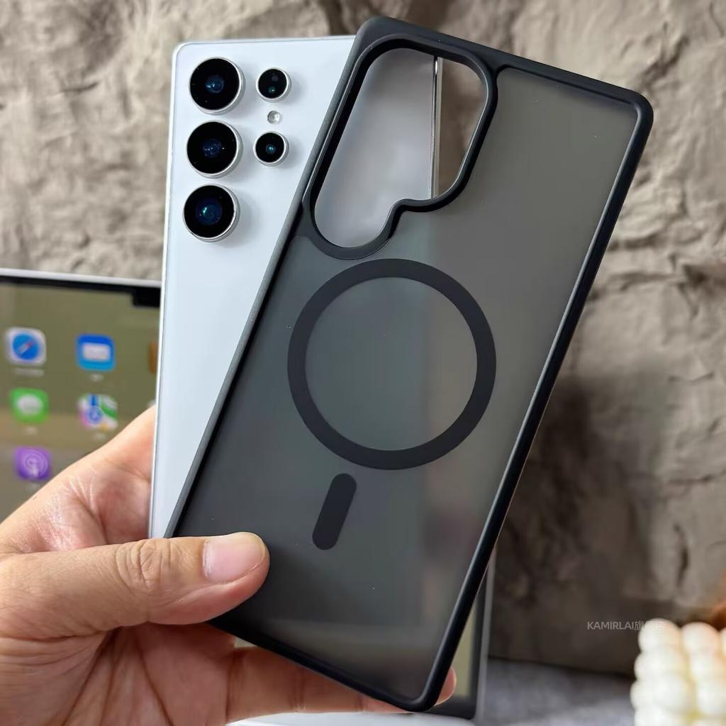 Luxury Matte Translucent For Magsafe Charge Case For Samsung S25 S24 S23 S22 Ultra Plus A56 A36 A26 A16 A55 A35 Frosted PC Cover