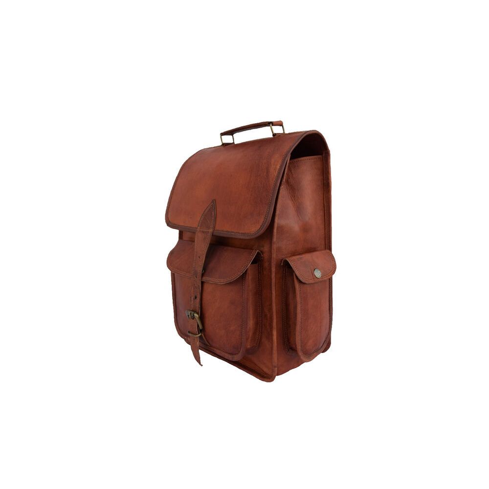 15 In Leather Backpack Shoulder Bag Rucksack Office School Laptop Handbags