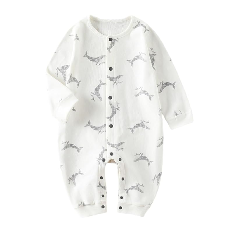 

[YIN OON] baby clothes boy romper coveralls baby clothes newborn clothes Outing wear cute baby clothes long sleeve inner baby gift 66 (whale white,