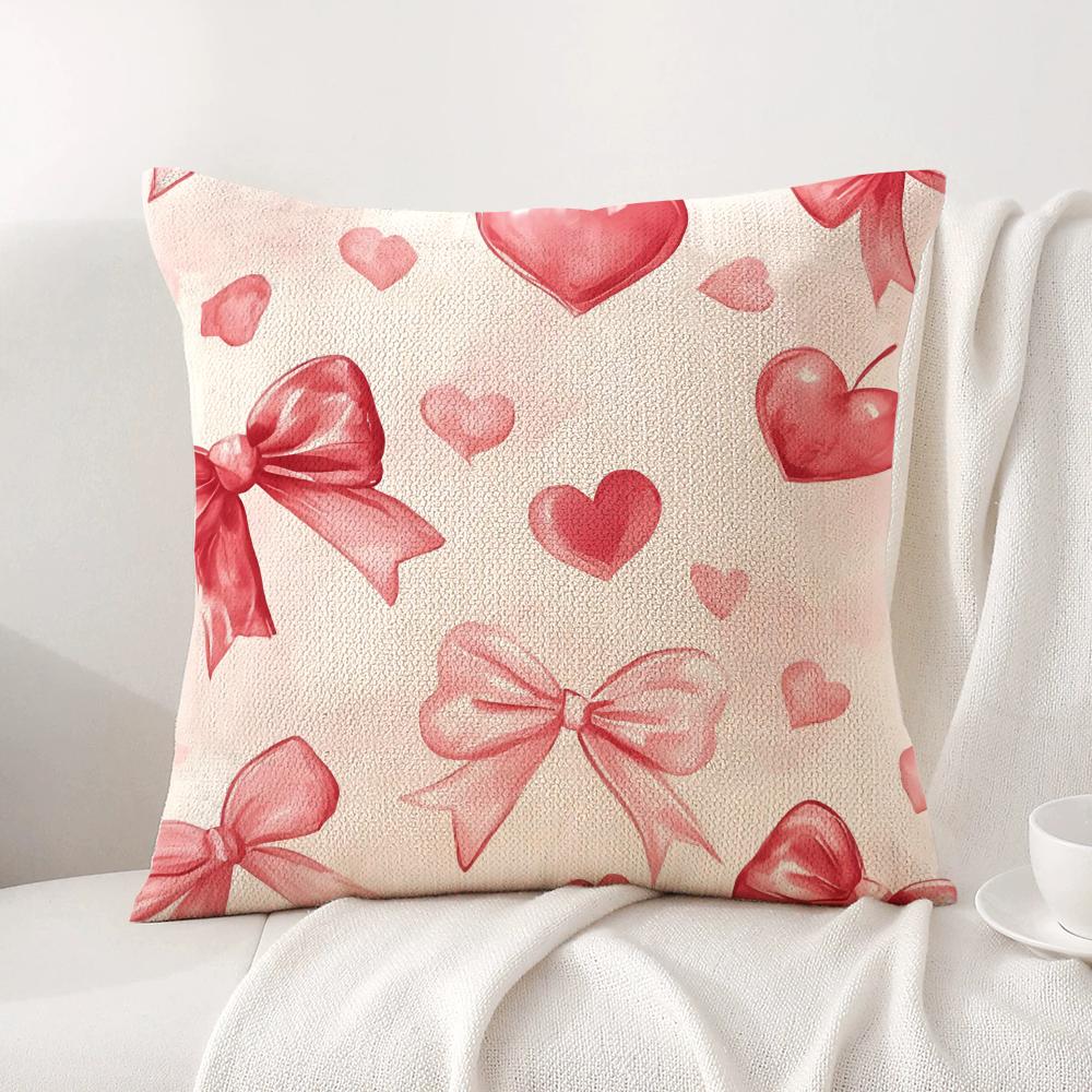 Valentines Day Cushion Cover Natural Linen Organic Fabric DoubleSided Printing Sofa Home Decor Gift Pillow Cover