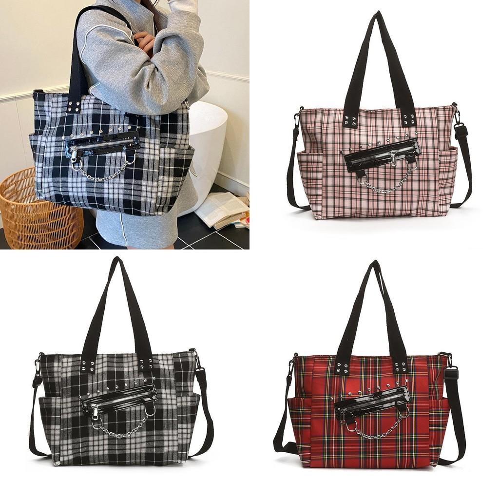 Pu Grid Modern Bag Stitching Internal Slots Work Weekend Outings Travel Bags