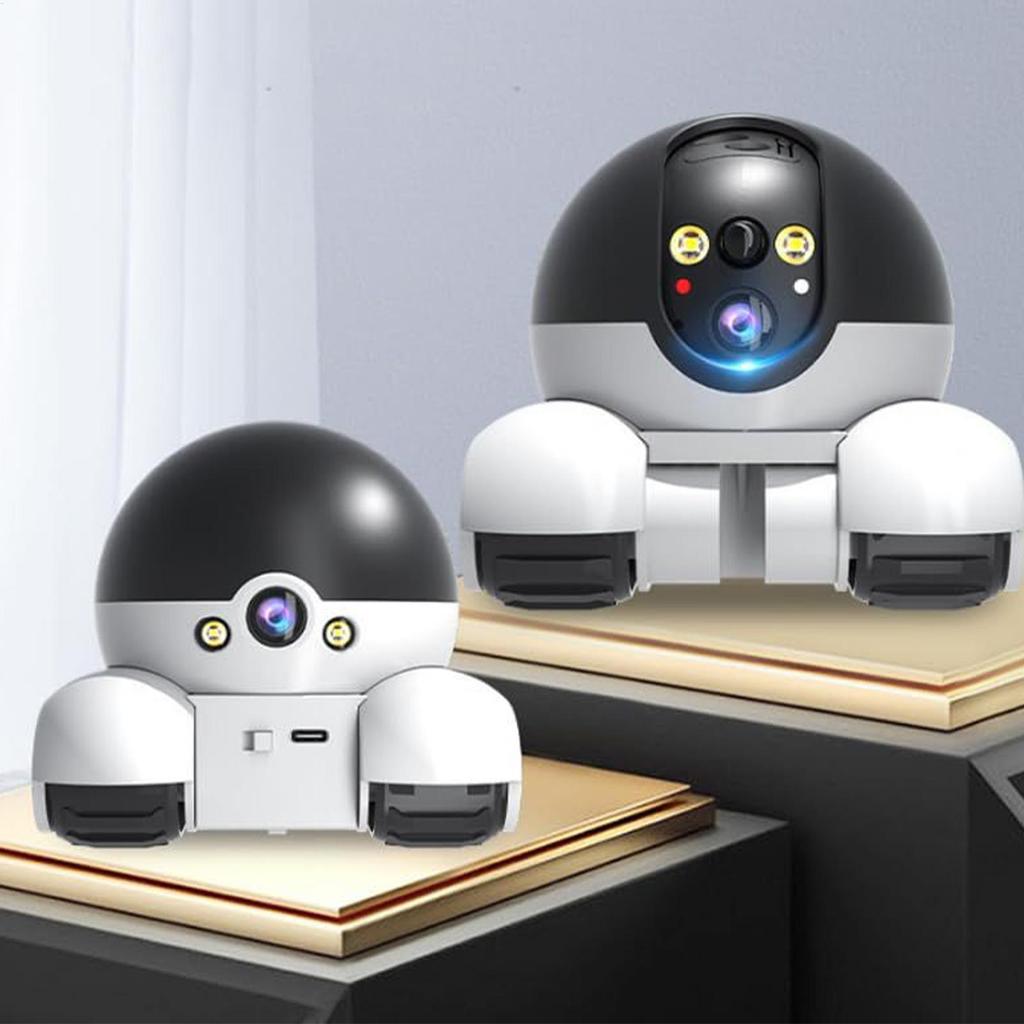 Robot Camera 1080P Wi-Fi Robot With Camera AI-powered Wi-Fi HD Double Lens 360-degree Night Vision With App Control Remote