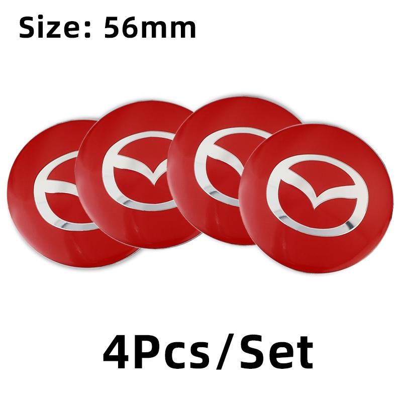 4Pcs Car Wheel Hub Center Cap Sticker Metal Decals Accessories For Mazda 2 3 6 5 Atenza CX3 CX5 MX5 CX7 Axela CX30 CX90 CX60 CX5 FF30