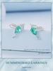 Avle S925 Sterling Silver Light Green Teardrop Hummingbird Earrings