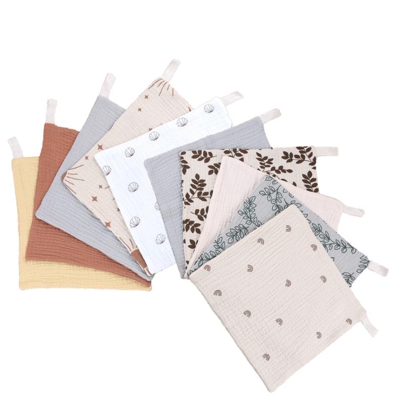 Baby Towel Set Teething Bibs for Toddler Burp Cloth Gauze-Cotton Handkerchief Back Absorb Towel Newborn Bath Towel 10PCS