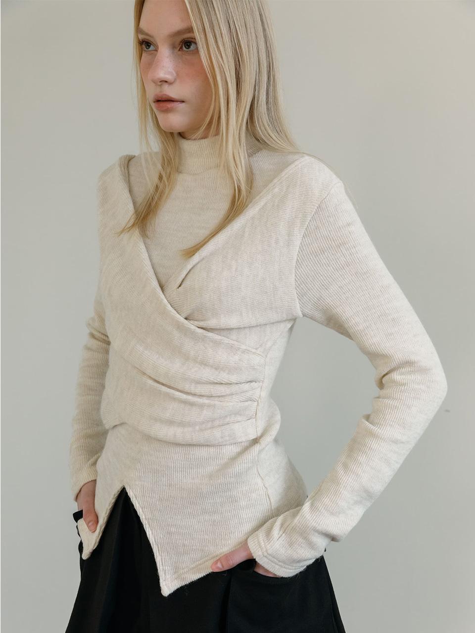 Moi Fair Layered Wrap T-Shirt / Ivory Ivory/Free