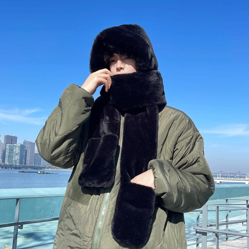 Men's Winter Set: Hat, Scarf, Ear Muffs with Plush Lining