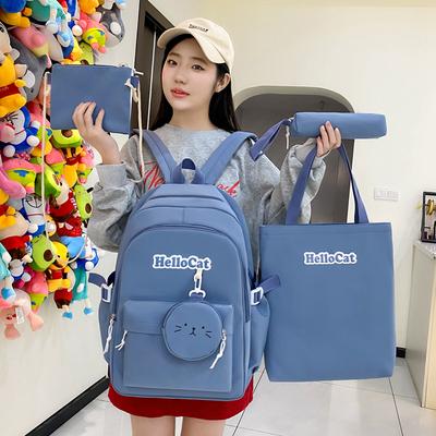 Backpack for Women New Style Fashion Junior High School Students Four Piece School Bag Large Capacity Computer Bag School Bag