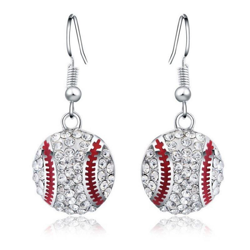 Meier Necklace and Earring Set - Unisex European & American Style Creative Baseball Design Jewelry