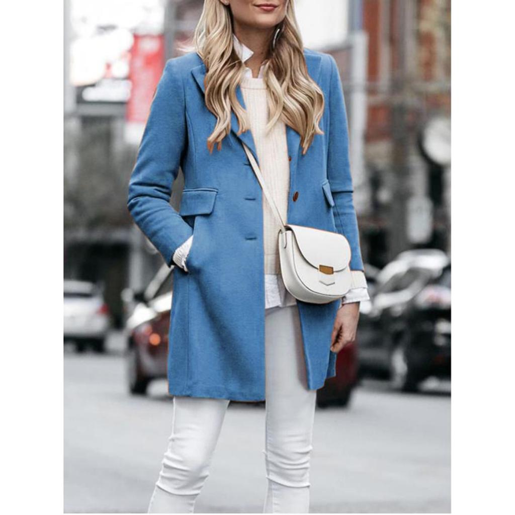 Fall Winter Women's Woolen Coat Single Breasted Solid Color Cardigan Jacket For European American Japanese Korean Style