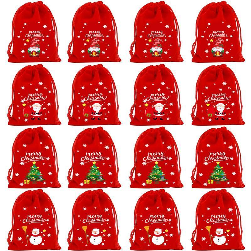 Christmas Velvet Bag Christmas Gift Bag Christmas Candy Bag Christmas Creative Large Drawstring Candy Bag Gift Packaging Bag