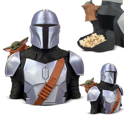 Grand Contenant Seau à Popcorn en Forme de Mandalorien et de l'Enfant Matériau Résine Durable Porte-Collations de Cinéma Objet de Collection