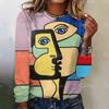 Herbst Lustige Gesicht Malerei frauen Langarm Top T-Shirts Mädchen Harajuku Bunte Gothic T Übergroßen Weiblichen Mode Kleidung